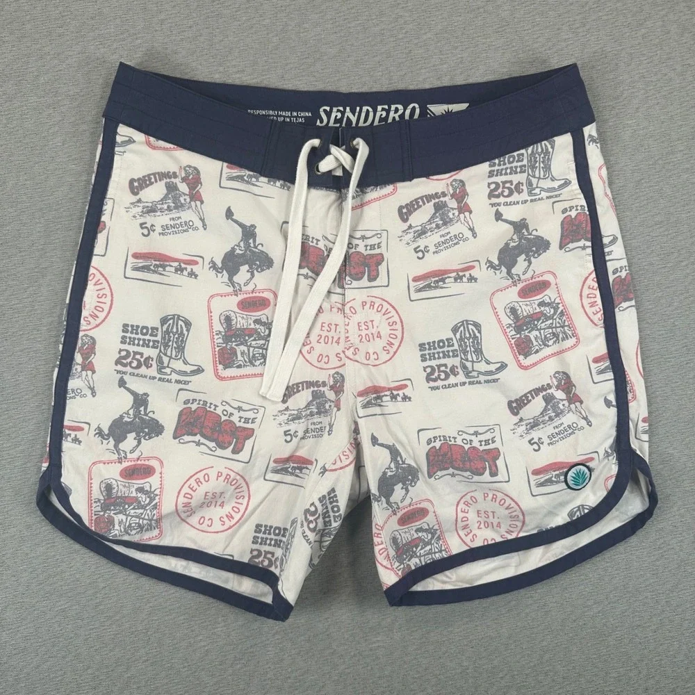 Sendero Provisions Shorts Mens 31 Spirit of the West Graphic Lined Swim Surf AOP